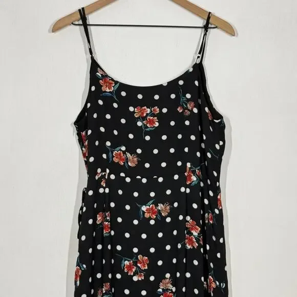 Philosophy Faux Wrap Maxi Dress NWT Womens 10 Black Red White Polka Dot Floral - Picture 6 of 10